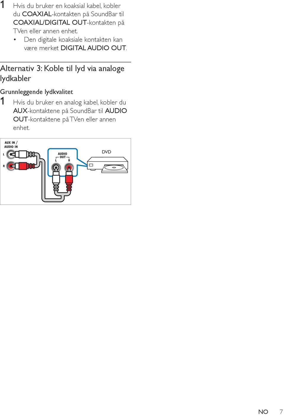 Den digitale koaksiale kontakten kan være merket DIGITAL AUDIO OUT.