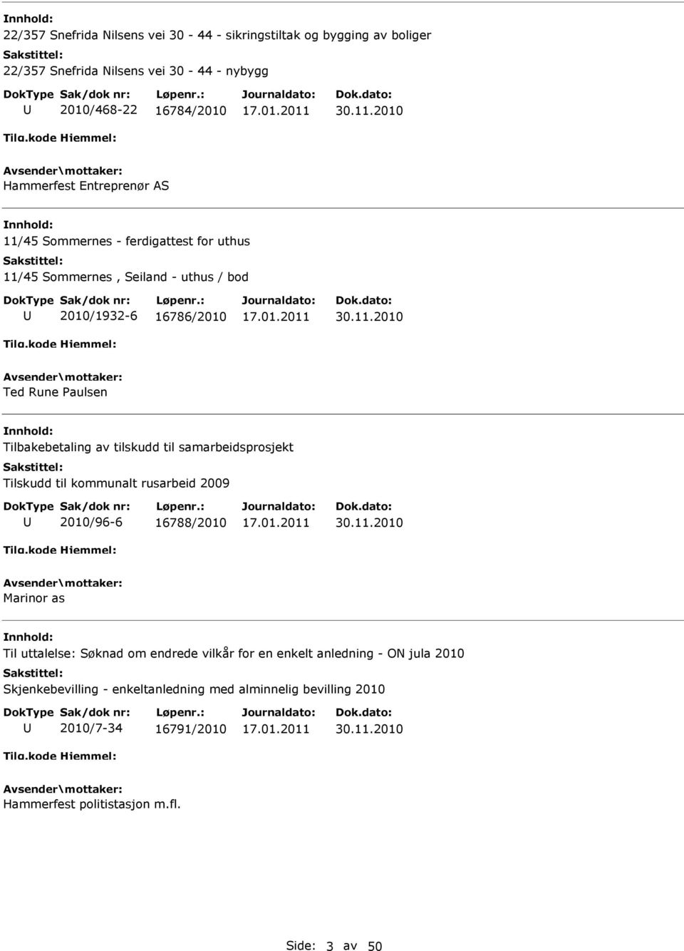 tilskudd til samarbeidsprosjekt Tilskudd til kommunalt rusarbeid 2009 2010/96-6 16788/2010 Marinor as Til uttalelse: Søknad om endrede vilkår for en