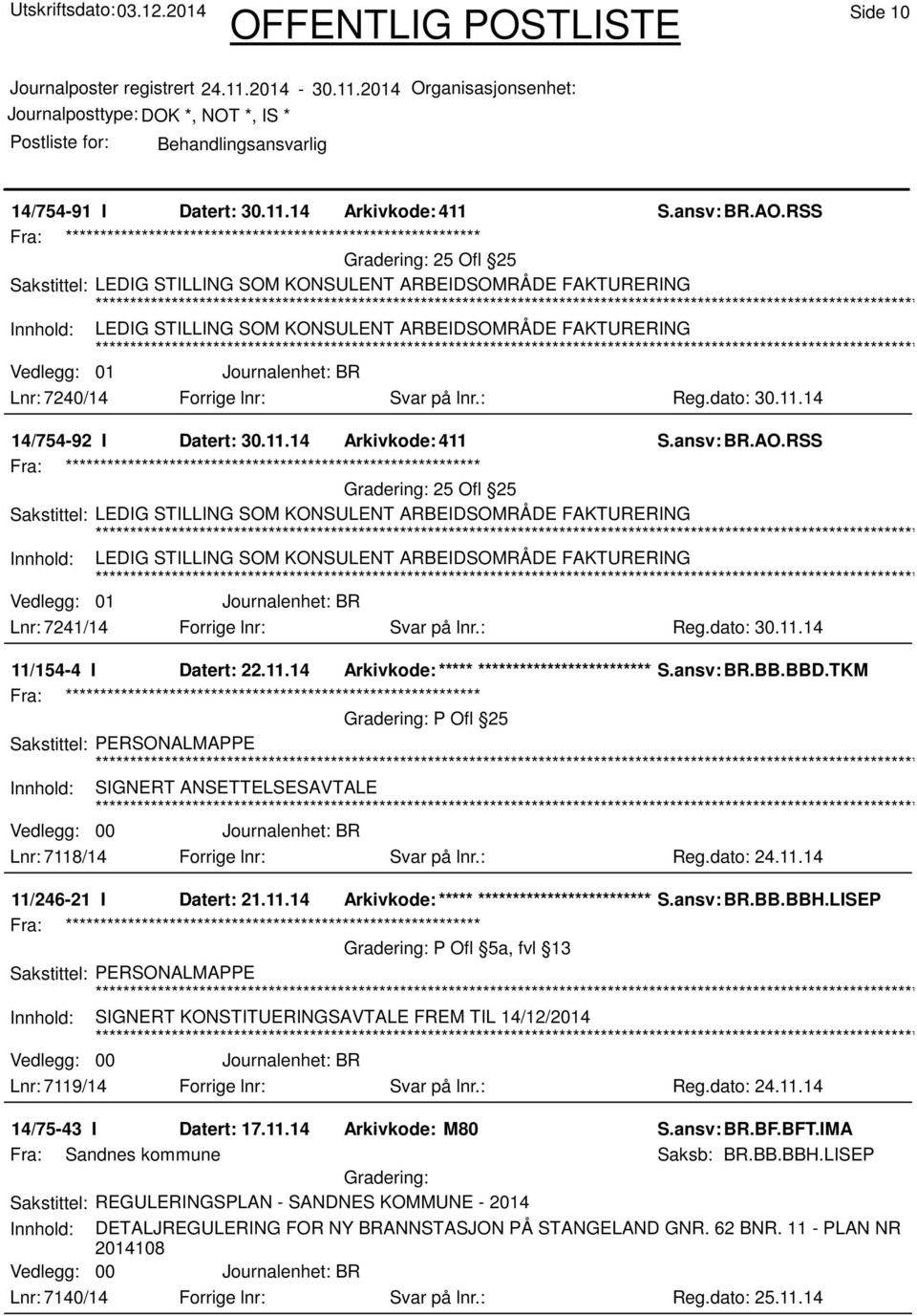 TKM P Ofl 25 Sakstittel: PERSONALMAPPE Innhold: SIGNERT ANSETTELSESAVTALE Lnr: 7118/14 Forrige lnr: Svar på lnr.: Reg.dato: 24.11.14 11/246-21 I Datert: 21.11.14 Arkivkode: ***** ****************************** S.