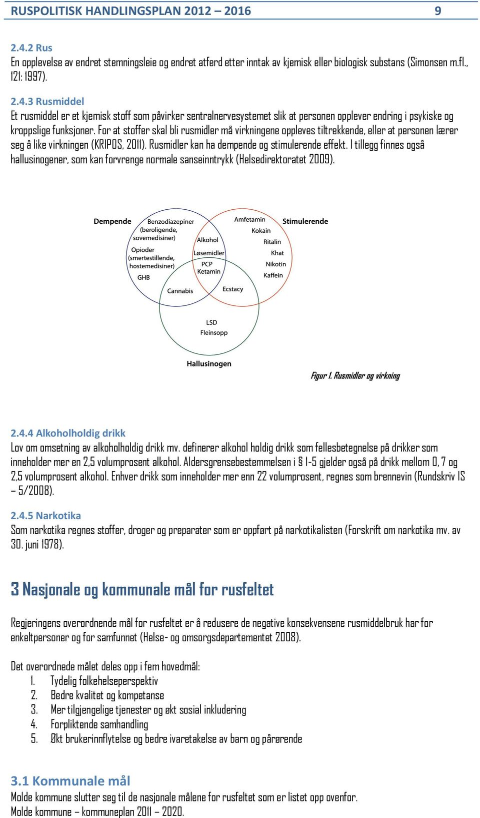 I tillegg finnes også hallusinogener, som kan forvrenge normale sanseinntrykk (Helsedirektoratet 2009). Figur 1. Rusmidler og virkning 2.4.