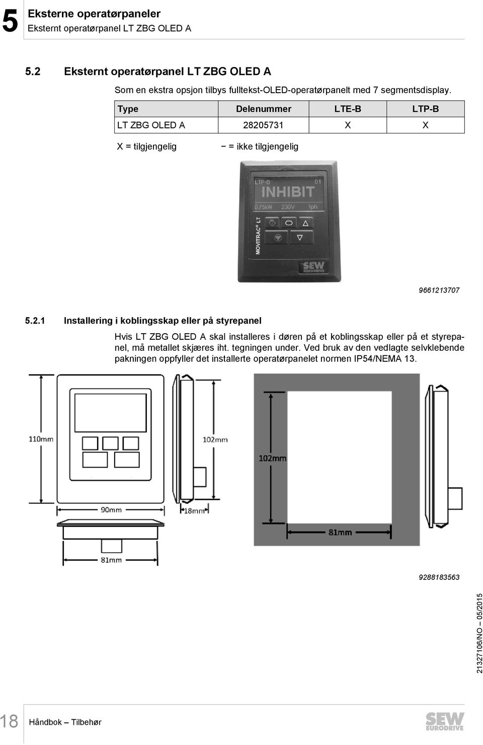 Type Delenummer LTE-B LTP-B LT ZBG OLED A 28