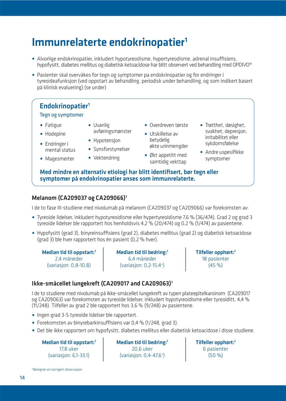 indikert basert på klinisk evaluering) (se under) Endokrinopatier 1 Tegn og symptomer Fatigue Hodepine Endringer i mental status Magesmerter Uvanlig avføringsmønster Hypotensjon Synsforstyrrelser