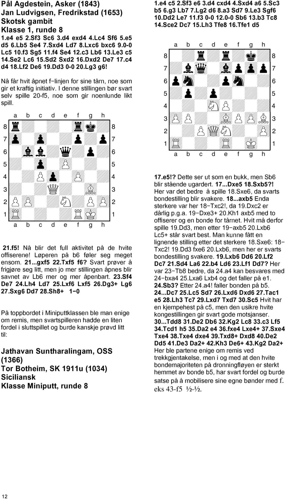 I denne stillingen bør svart selv spille 20-f5, noe som gir noenlunde likt spill. XABCDEFGHY 8r+-+-trk+( 7zp-zp-+p+p' 6-vll+q+p+& 5+-zp-zP-+-% 4-+Pzp-zP-+$ 3+-+Q+-vL-# 2PzP-+N+PzP" 1tR-+-+RmK-!