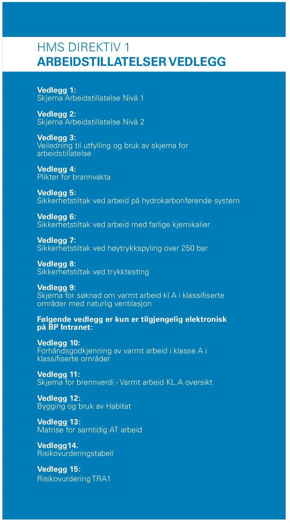 Vedlegg 4: Plikter for brannvakta Attachment Attachment 1: 1: Attachment Work 4: Permit Work Permit Form Level Form 1Level 1 Fire Vedlegg Guard s 5: Duties Sikkerhetstiltak Attachment ved arbeid