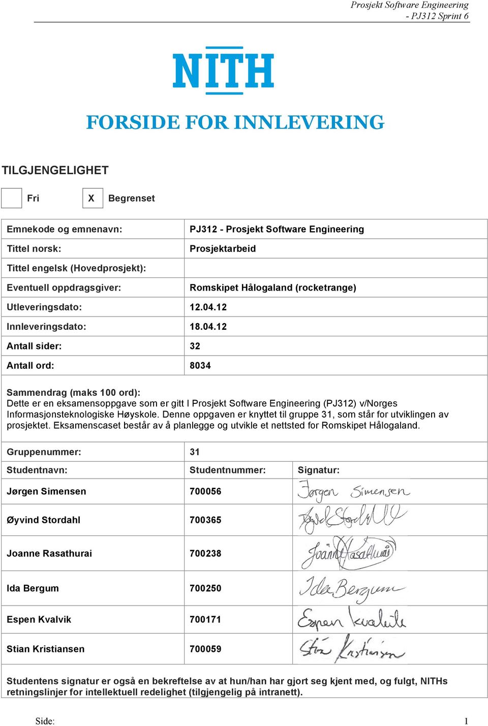 12 Innleveringsdato: 18.04.