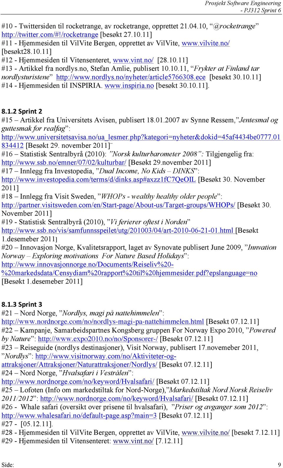 nordlys.no/nyheter/article5766308.ece [besøkt 30.10.11] #14 - Hjemmesiden til INSPIRIA. www.inspiria.no [besøkt 30.10.11]. 8.1.2 Sprint 2 #15 Artikkel fra Universitets Avisen, publisert 18.01.