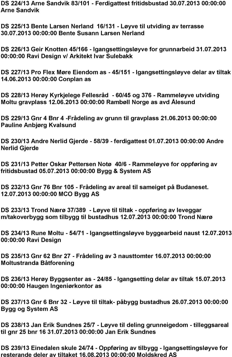 2013 00:00:00 Conplan as DS 228/13 Herøy Kyrkjelege Fellesråd - 60/45 og 376 - Rammeløyve utviding Moltu gravplass 12.06.
