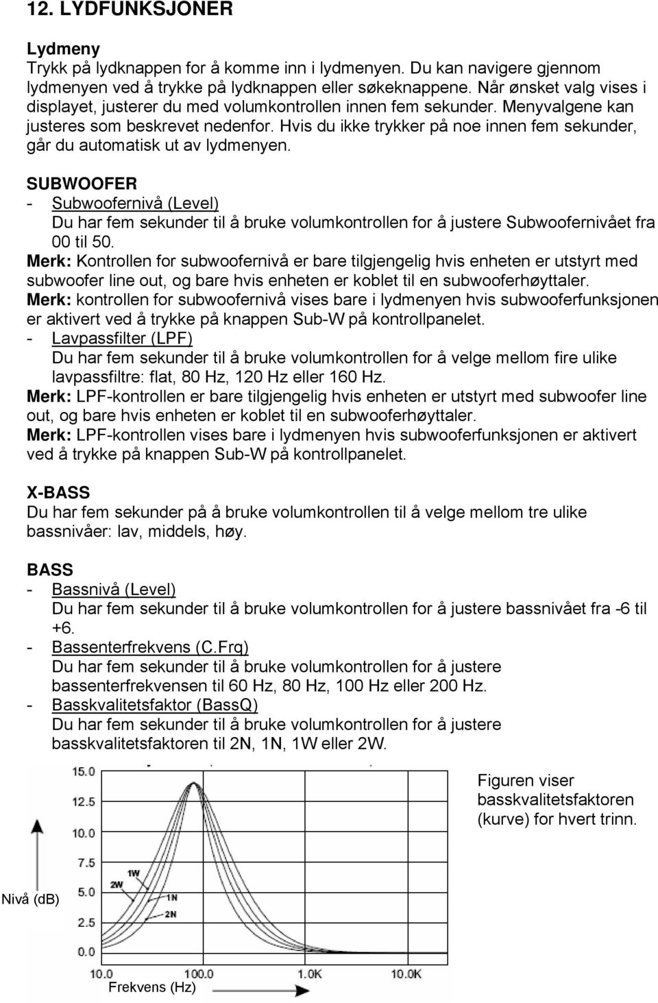 Hvis du ikke trykker på noe innen fem sekunder, går du automatisk ut av lydmenyen.