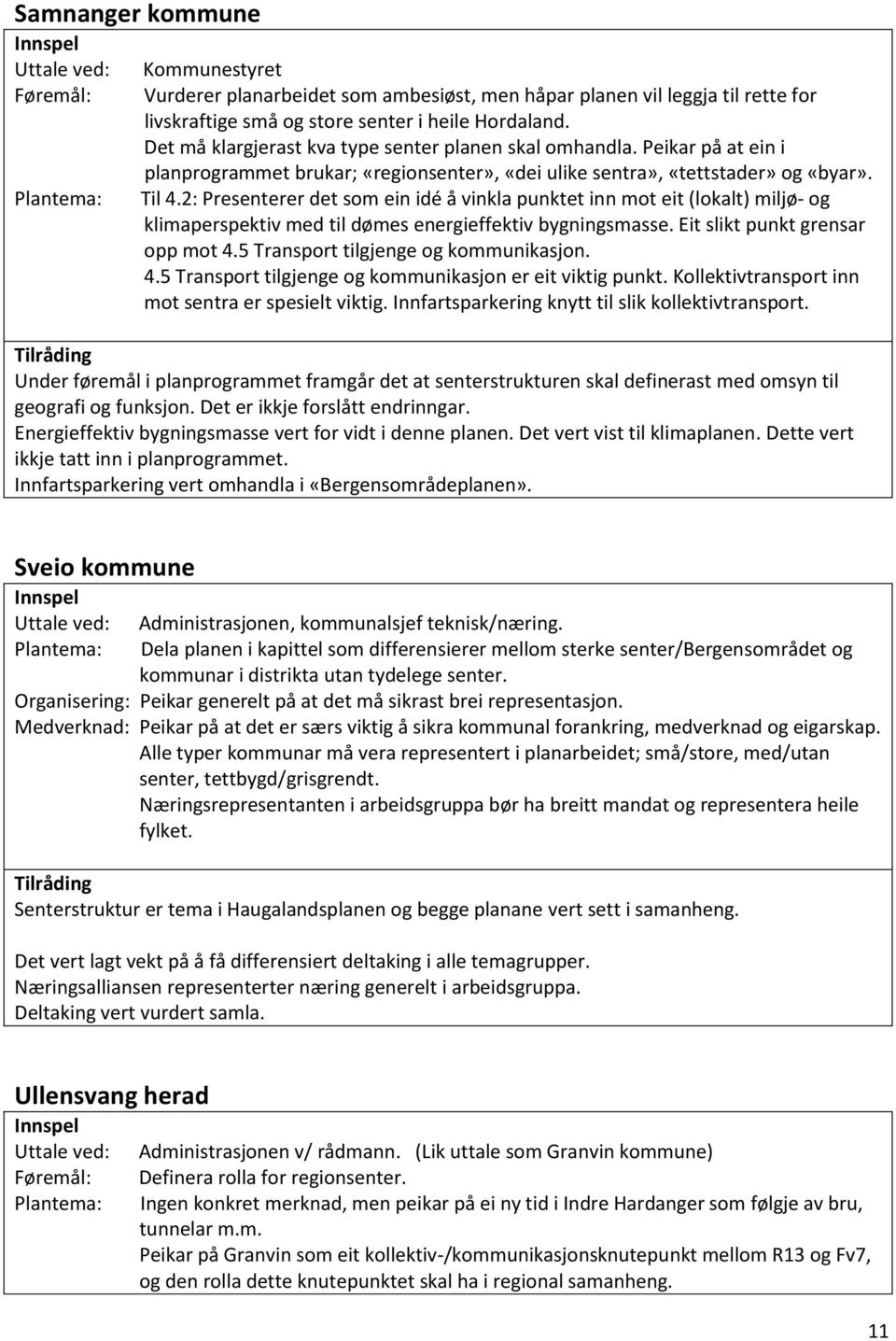 2: Presenterer det som ein idé å vinkla punktet inn mot eit (lokalt) miljø- og klimaperspektiv med til dømes energieffektiv bygningsmasse. Eit slikt punkt grensar opp mot 4.