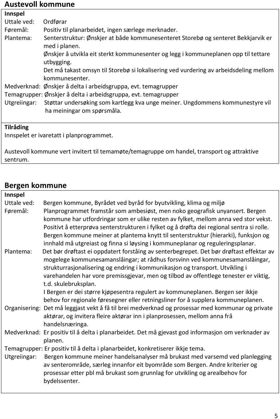 Medverknad: Ønskjer å delta i arbeidsgruppa, evt. temagrupper Temagrupper: Ønskjer å delta i arbeidsgruppa, evt. temagrupper Utgreiingar: Støttar undersøking som kartlegg kva unge meiner.