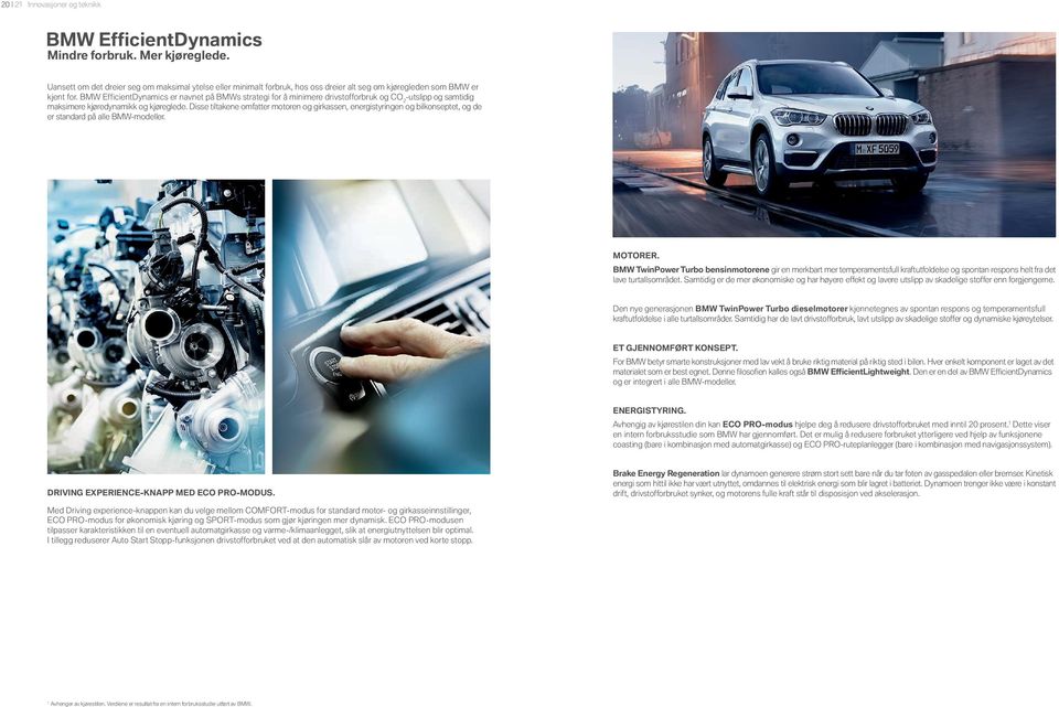 BMW EfficientDynamics er navnet på BMWs strategi for å minimere drivstofforbruk og CO -utslipp og samtidig maksimere kjøredynamikk og kjøreglede.