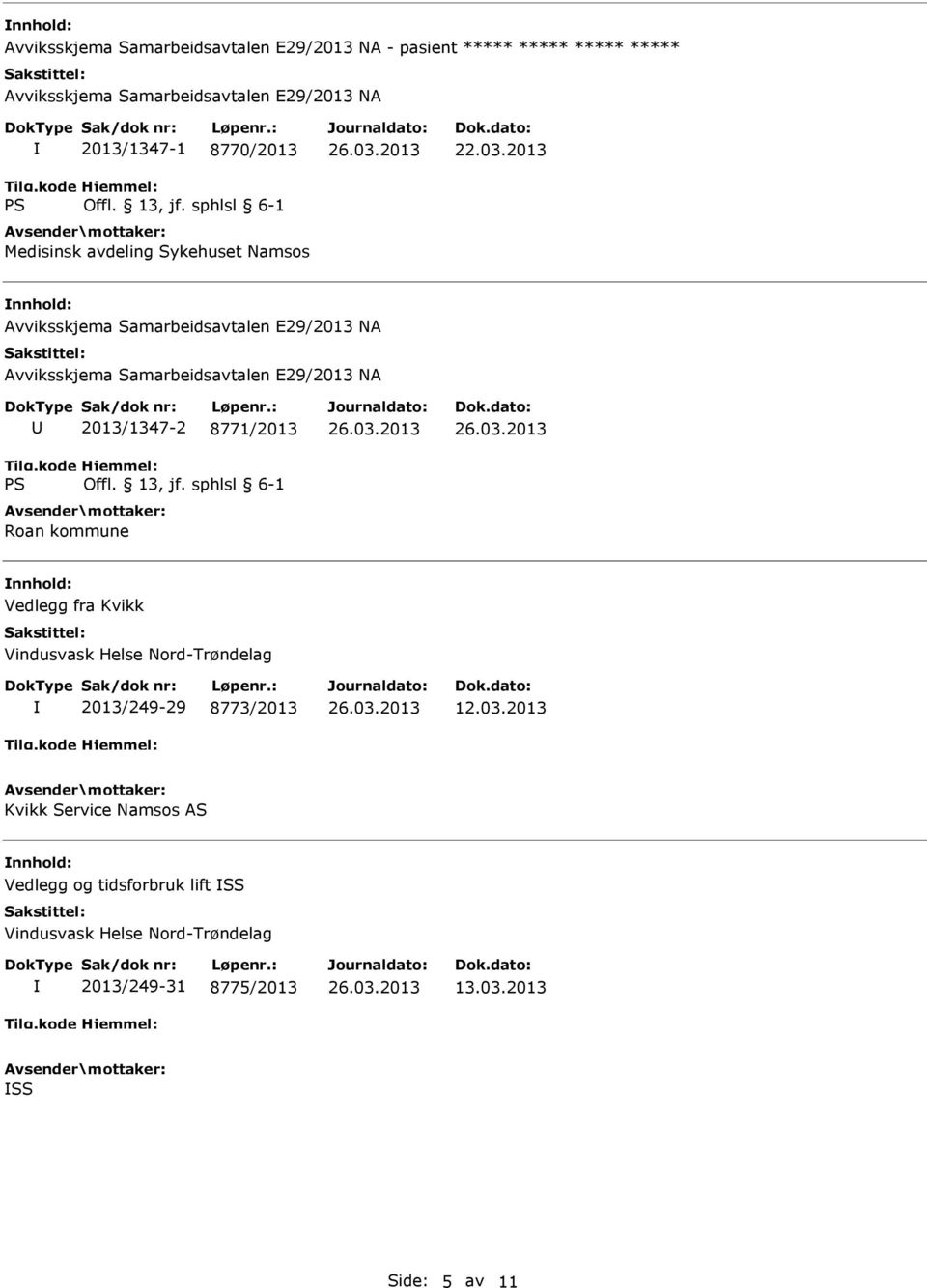 Avviksskjema Samarbeidsavtalen E29/2013 NA 2013/1347-2 8771/2013 Roan kommune Vedlegg fra Kvikk 2013/249-29