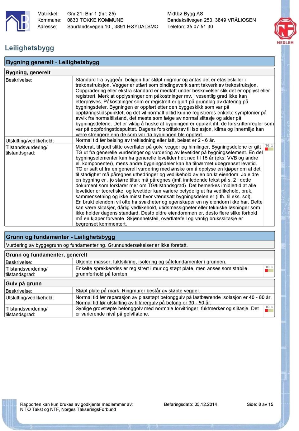 Merk at opplysninger om påkostninger mv. i vesentlig grad ikke kan etterprøves. Påkostninger som er registrert er gjort på grunnlag av datering på bygningsdeler.