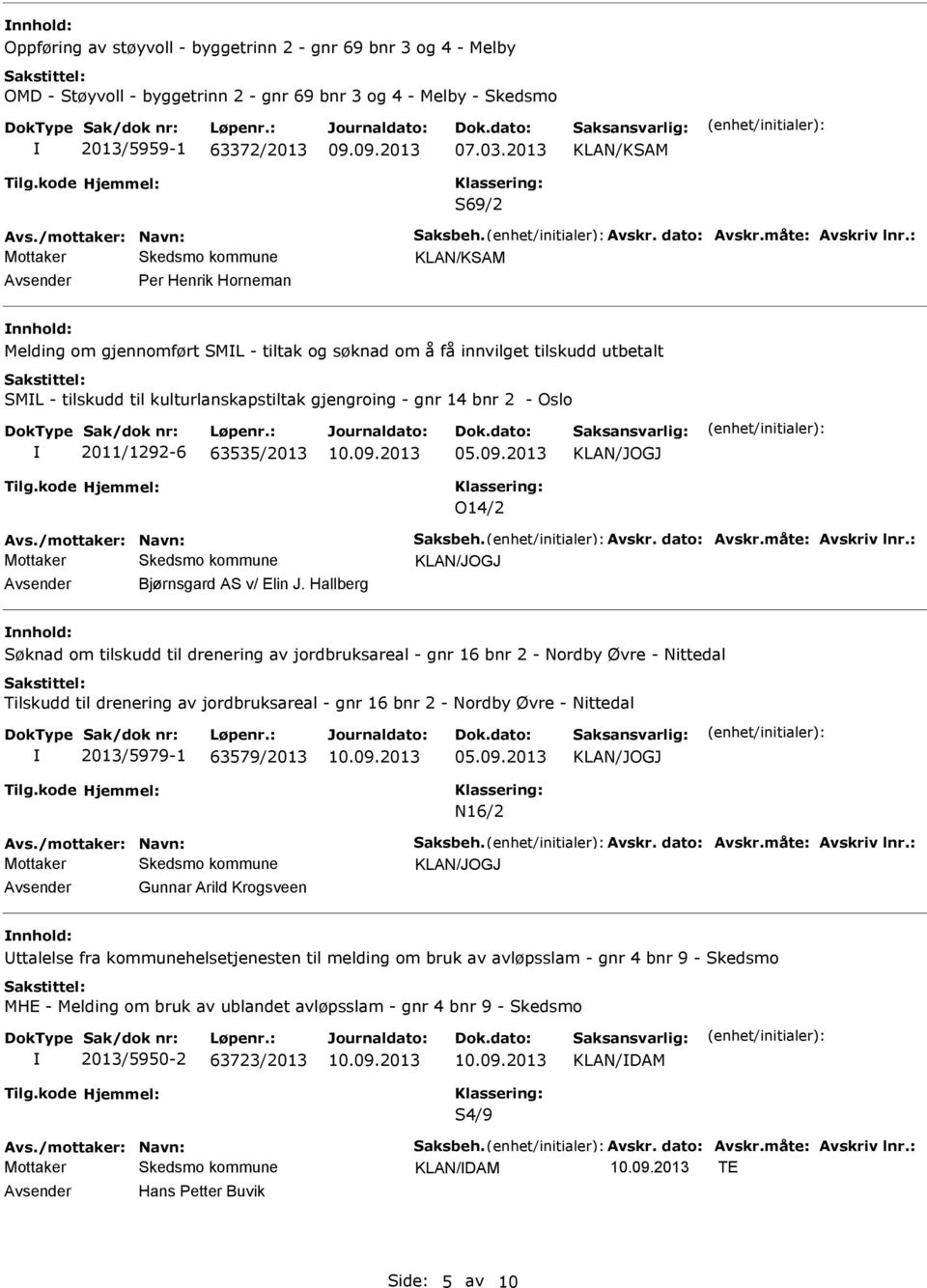 : Per Henrik Horneman Melding om gjennomført SML - tiltak og søknad om å få innvilget tilskudd utbetalt SML - tilskudd til kulturlanskapstiltak gjengroing - gnr 14 bnr 2 - Oslo 2011/1292-6 63535/2013