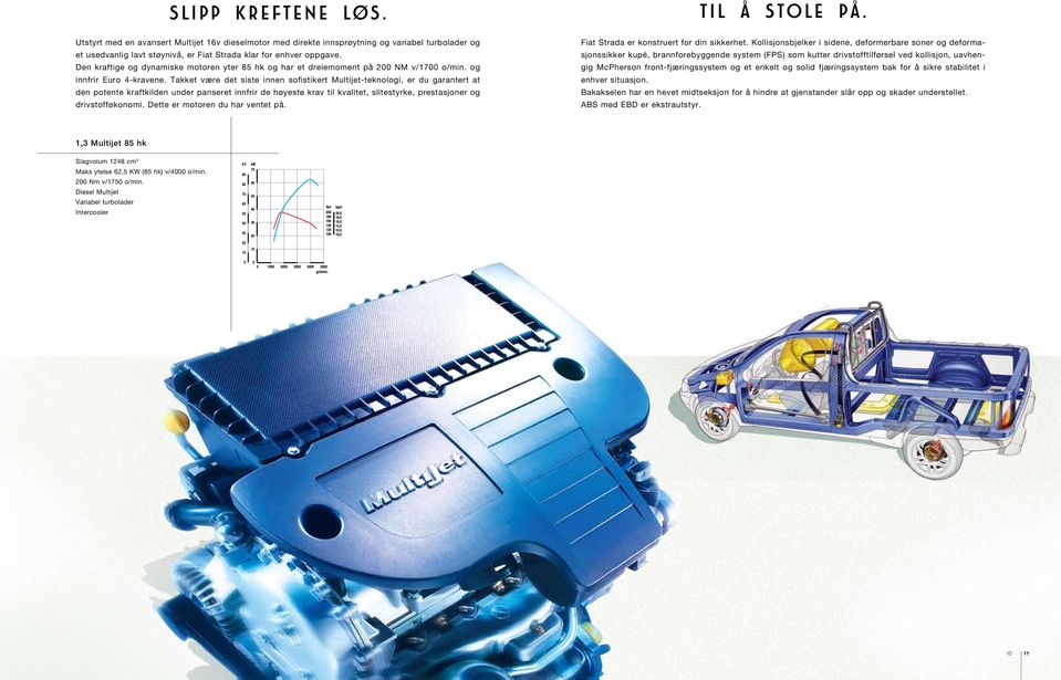 Den kraftige og dynamiske motoren yter 85 hk og har et dreiemoment på 200 NM v/1700 o/min. og innfrir Euro 4-kravene.