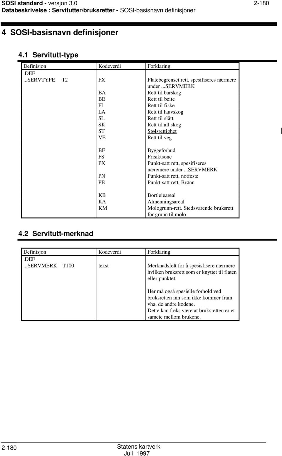 ..servmerk BA Rett til barskog BE Rett til beite FI Rett til fiske LA Rett til lauvskog SL Rett til slått SK Rett til all skog ST Stølsrettighet VE Rett til veg BF FS PX PN PB KB KA KM Byggeforbud