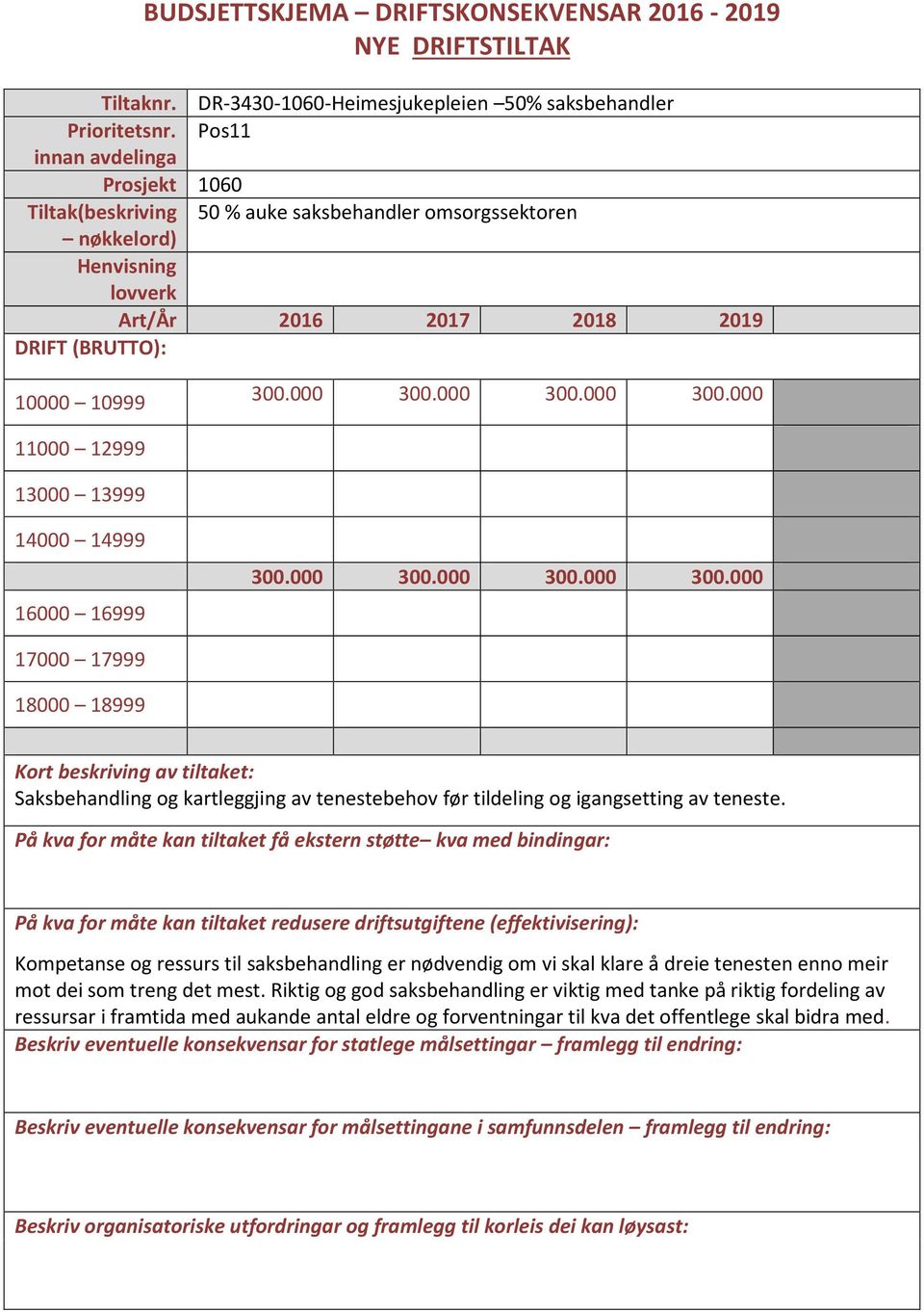 000 300.000 300.000 300.000 300.000 300.000 300.000 Saksbehandling og kartleggjing av tenestebehov før tildeling og igangsetting av teneste.