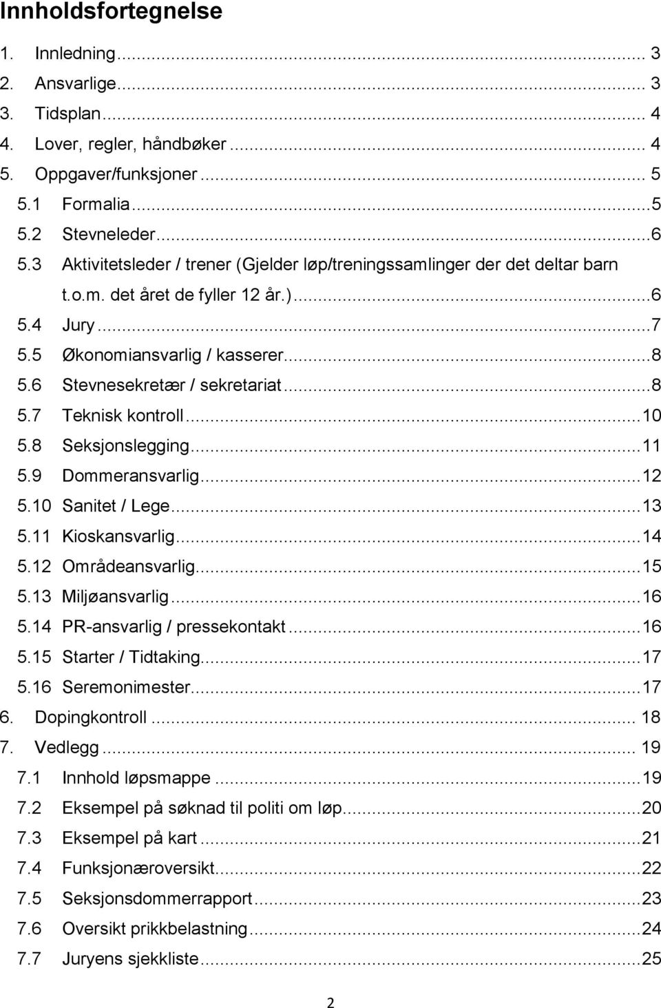 6 Stevnesekretær / sekretariat... 8 5.7 Teknisk kontroll... 10 5.8 Seksjonslegging... 11 5.9 Dommeransvarlig... 12 5.10 Sanitet / Lege... 13 5.11 Kioskansvarlig... 14 5.12 Områdeansvarlig... 15 5.