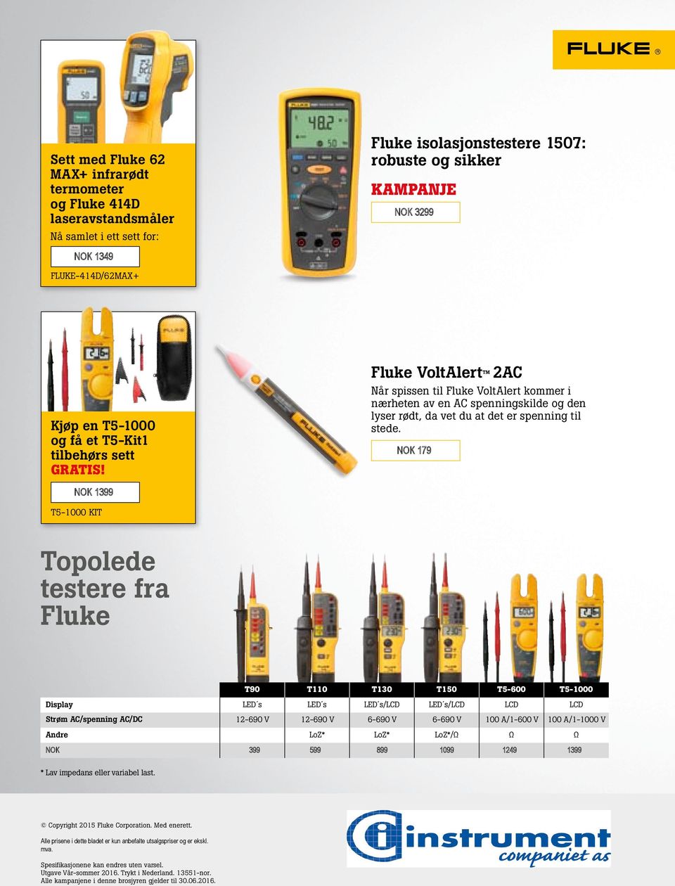 Fluke VoltAlert 2 Når spissen til Fluke VoltAlert kommer i nærheten av en spenningskilde og den lyser rødt, da vet du at det er spenning til stede.