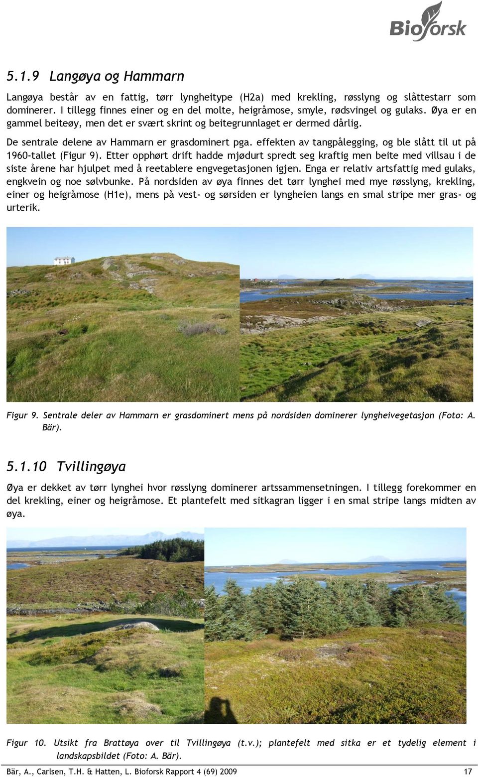 De sentrale delene av Hammarn er grasdominert pga. effekten av tangpålegging, og ble slått til ut på 1960-tallet (Figur 9).