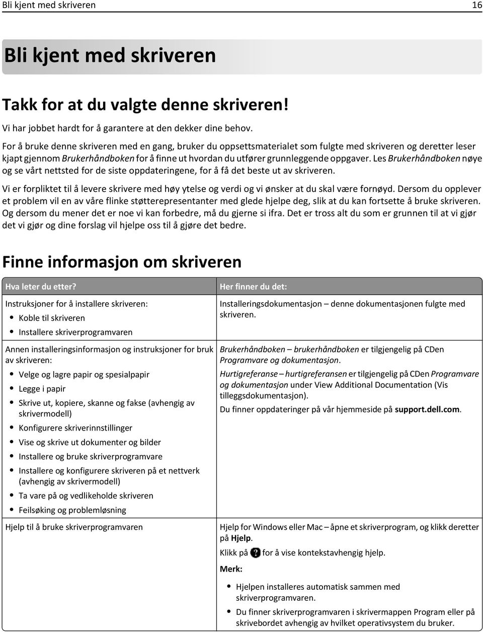 Les Brukerhåndboken nøye og se vårt nettsted for de siste oppdateringene, for å få det beste ut av skriveren.