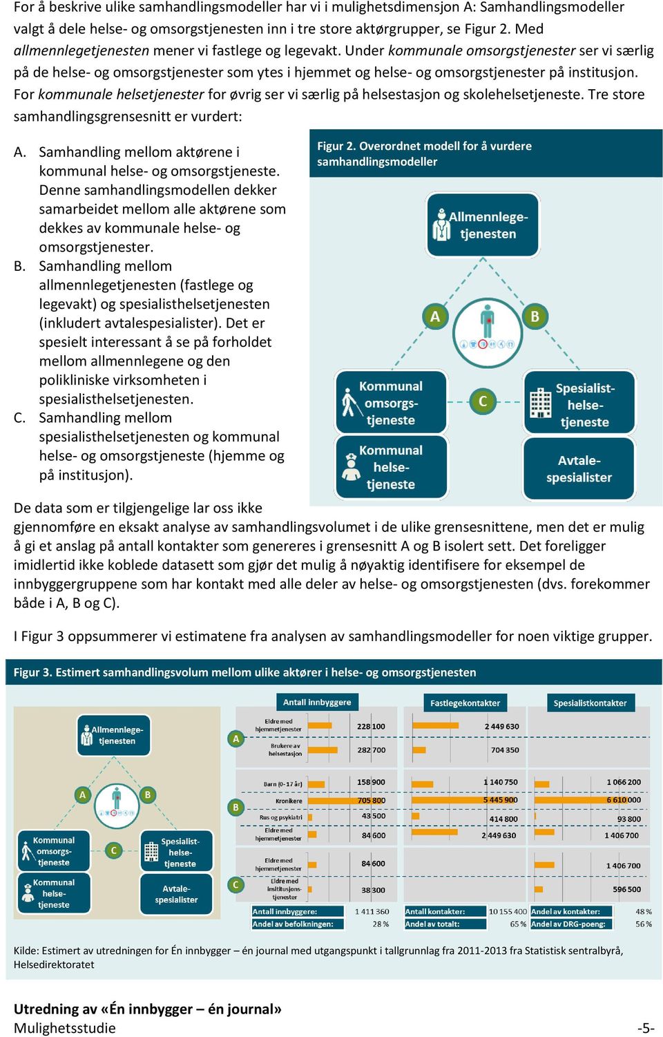 For kommunale helsetjenester for øvrig ser vi særlig på helsestasjon og skolehelsetjeneste. Tre store samhandlingsgrensesnitt er vurdert: A.