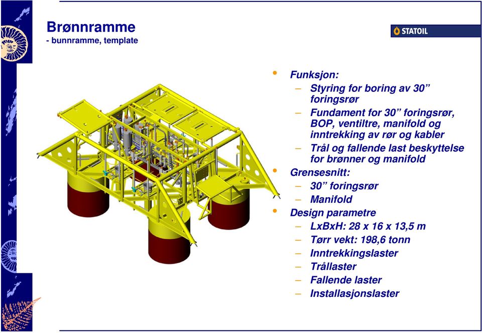 beskyttelse for brønner og manifold Grensesnitt: 30 foringsrør Manifold Design parametre LxBxH: