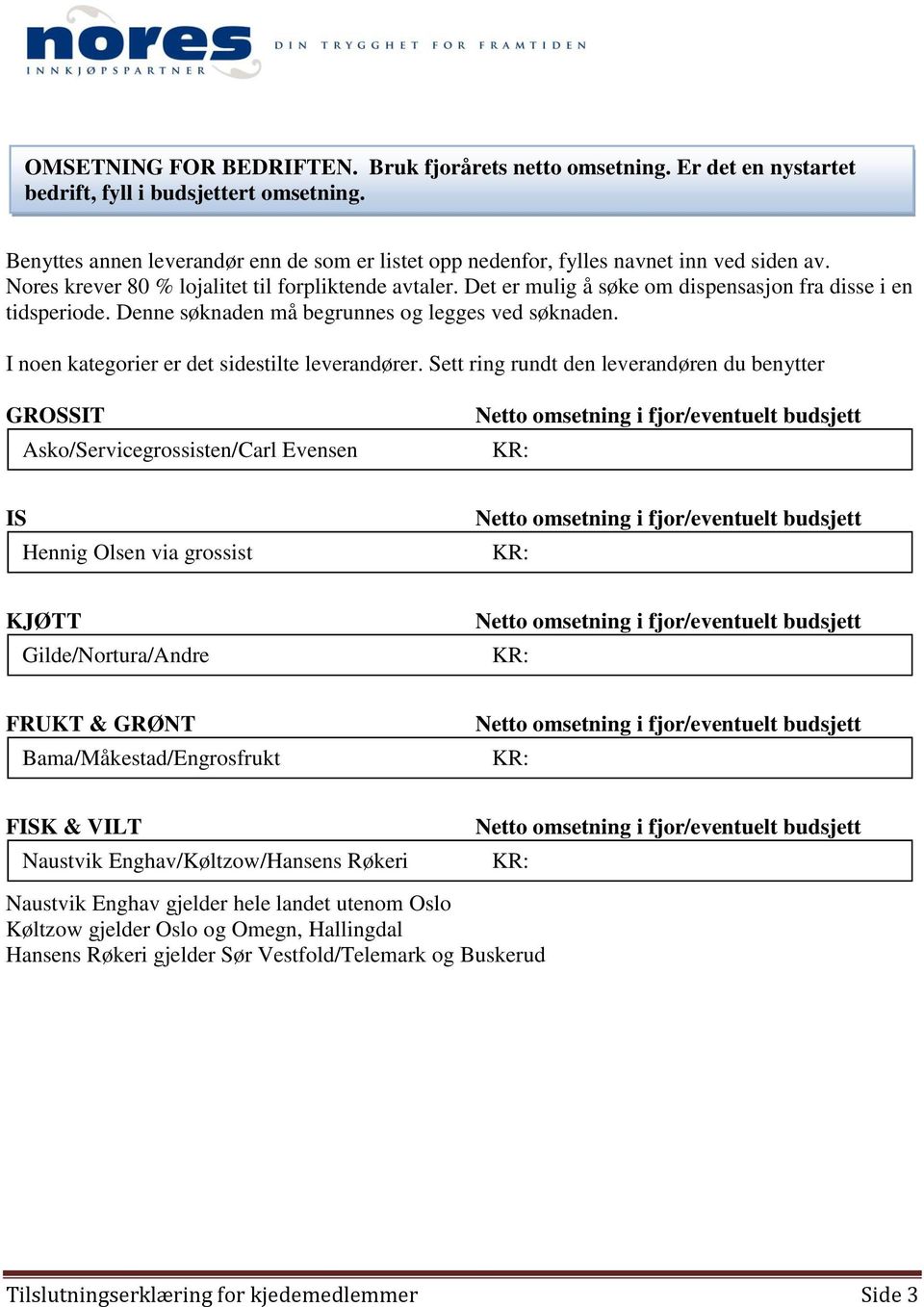 Det er mulig å søke om dispensasjon fra disse i en tidsperiode. Denne søknaden må begrunnes og legges ved søknaden. I noen kategorier er det sidestilte leverandører.