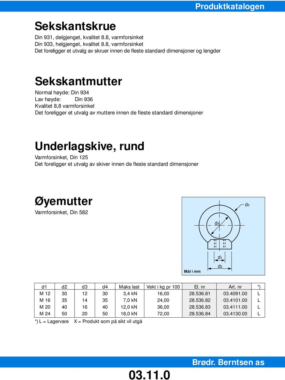 varmforsinket Det foreligger et utvalg av muttere innen de fleste standard dimensjoner Underlagskive, rund Varmforsinket, Din 125 Det foreligger et utvalg av skiver innen de fleste standard