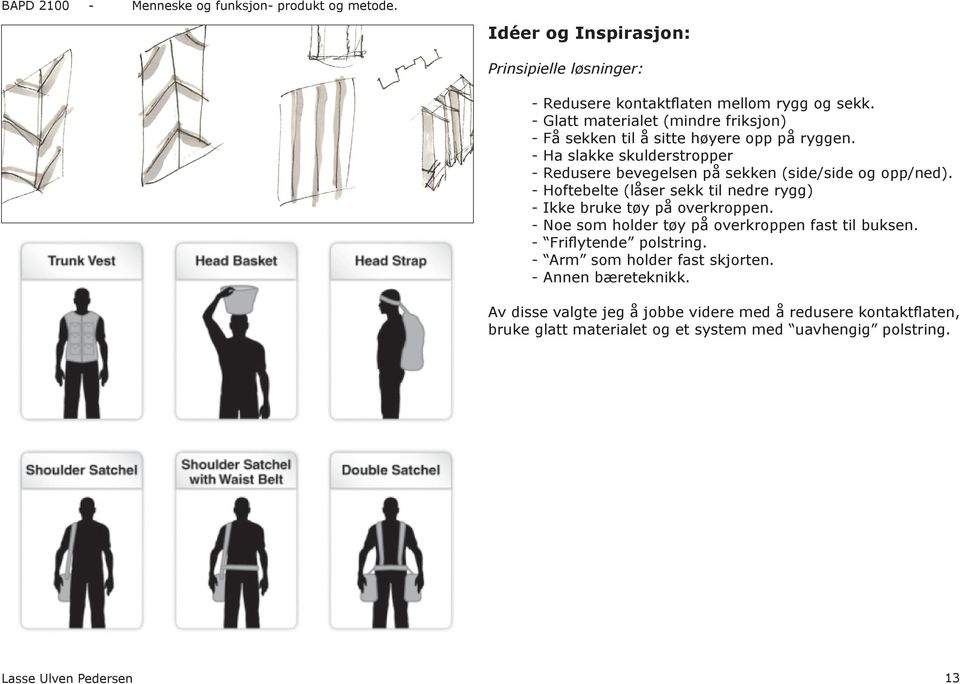 - Ha slakke skulderstropper - Redusere bevegelsen på sekken (side/side og opp/ned).