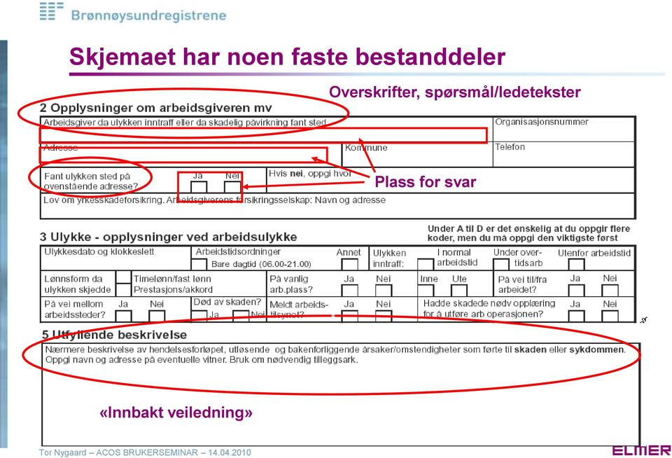 spørsmål/ledetekster Plass