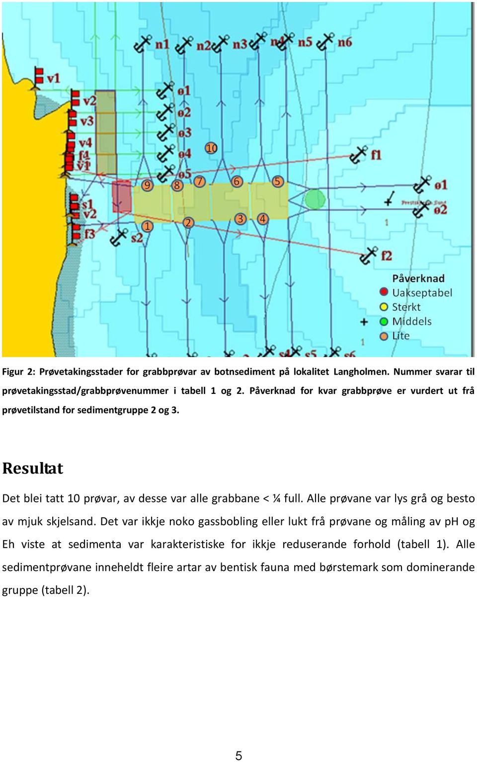 Alle prøvane var lys grå og besto av mjuk skjelsand.