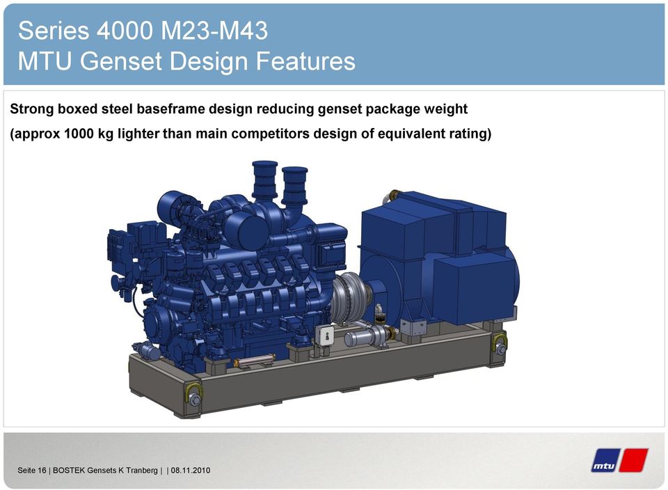 (approx 1000 kg lighter than main competitors design