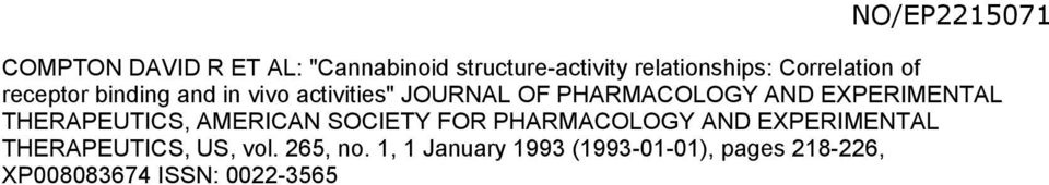 EXPERIMENTAL THERAPEUTICS, AMERICAN SOCIETY FOR PHARMACOLOGY AND EXPERIMENTAL