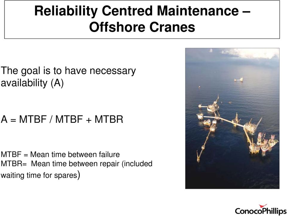 MTBF + MTBR MTBF = Mean time between failure MTBR=