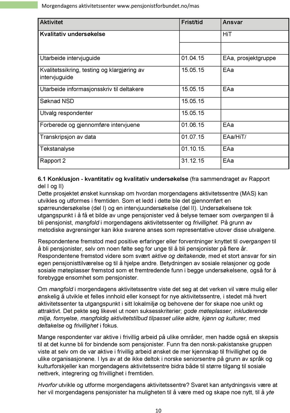 15 EAa/HiT/ Tekstanalyse 01.10.15. EAa Rapport 2 31.12.15 EAa 6.