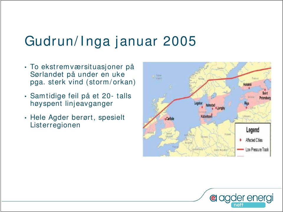 sterk vind (storm/orkan) Samtidige feil på et 20-