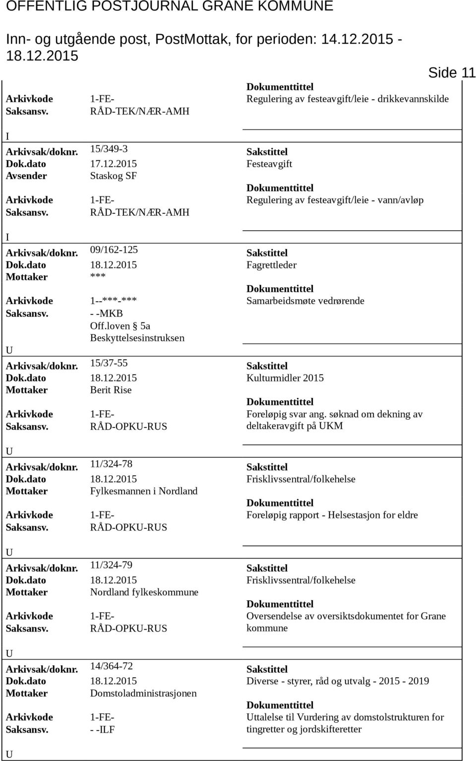 dato Fagrettleder Arkivkode 1--***-*** Samarbeidsmøte vedrørende Saksansv. - -MKB Off.loven 5a Beskyttelsesinstruksen Arkivsak/doknr. 15/37-55 Sakstittel Dok.