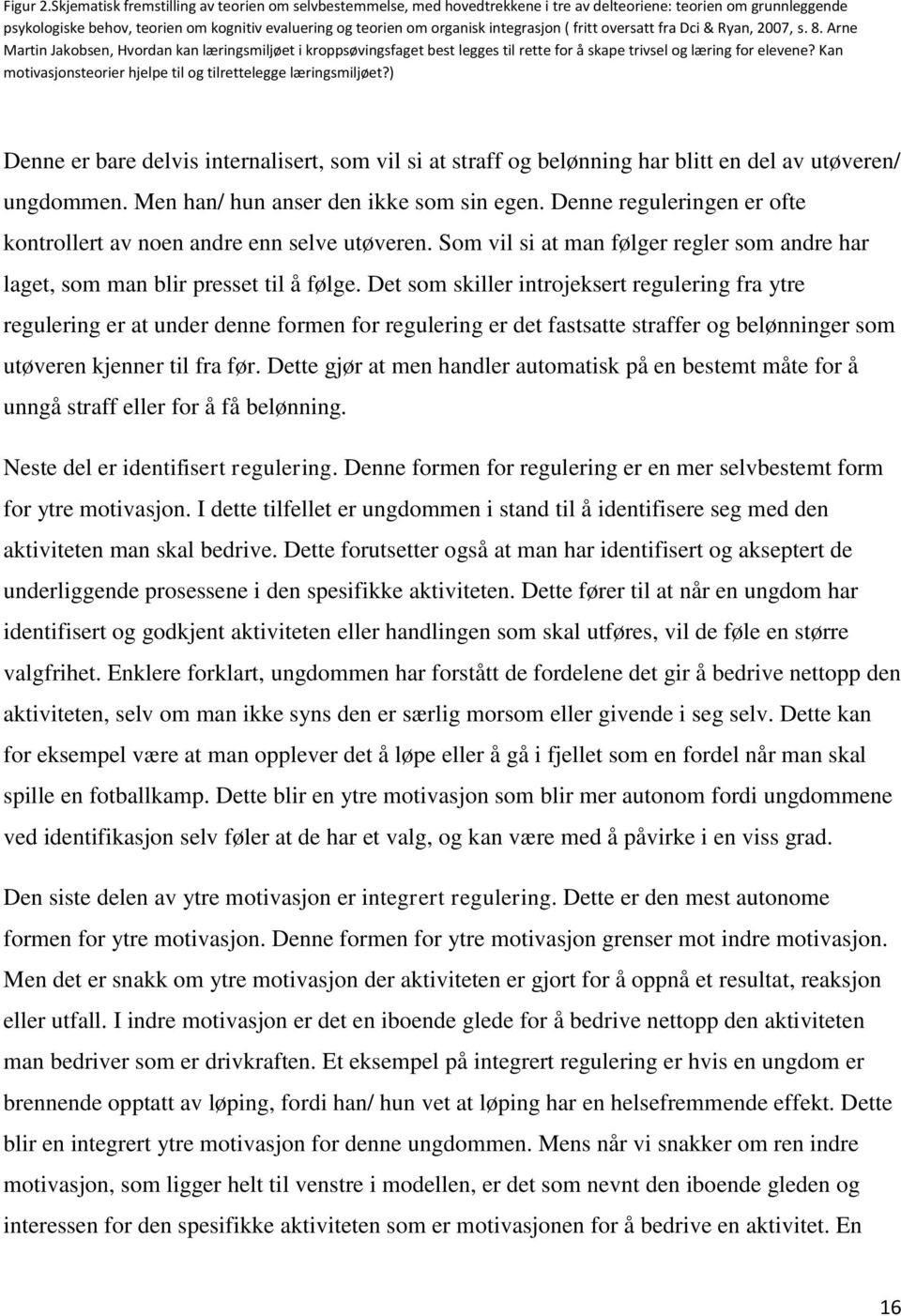 integrasjon ( fritt oversatt fra Dci & Ryan, 2007, s. 8. Arne Martin Jakobsen, Hvordan kan læringsmiljøet i kroppsøvingsfaget best legges til rette for å skape trivsel og læring for elevene?