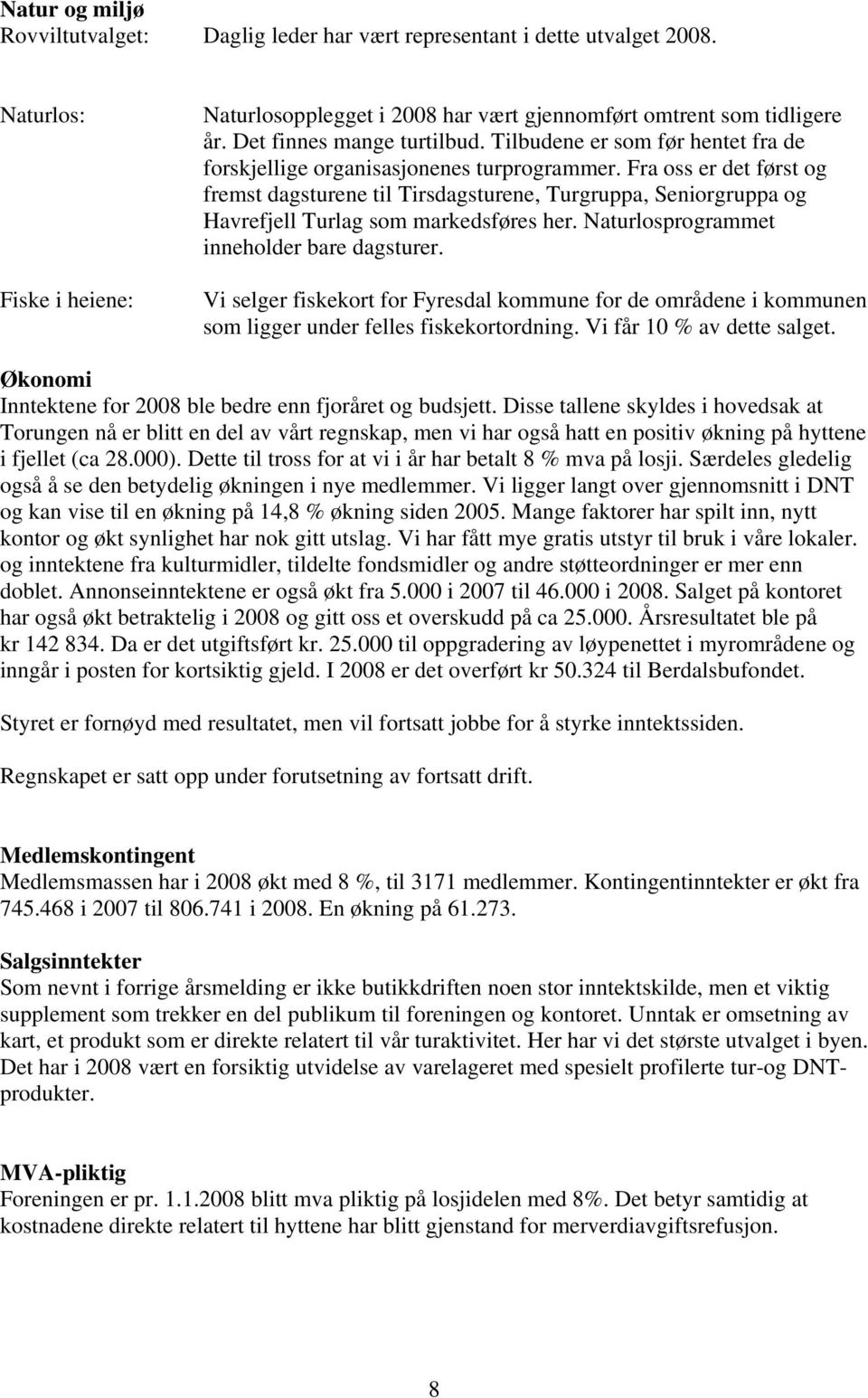 Fra oss er det først og fremst dagsturene til Tirsdagsturene, Turgruppa, Seniorgruppa og Havrefjell Turlag som markedsføres her. Naturlosprogrammet inneholder bare dagsturer.