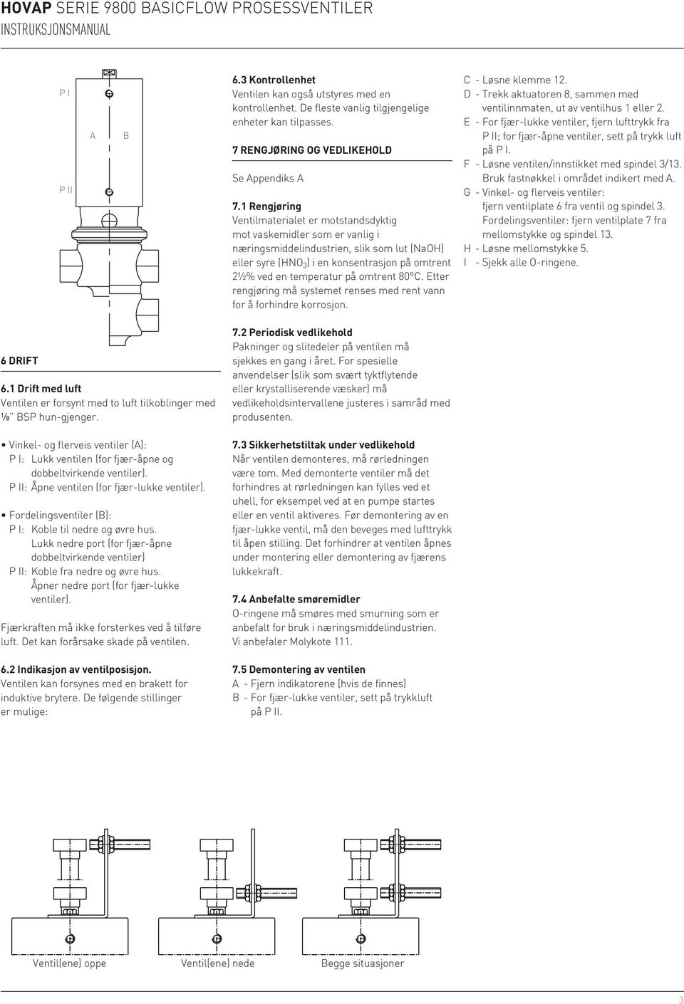 på omtrent 80 C. Etter rengjøring må systemet renses med rent vann for å forhindre korrosjon. C - Løsne klemme 12. D - Trekk aktuatoren 8, sammen med ventilinnmaten, ut av ventilhus 1 eller 2.