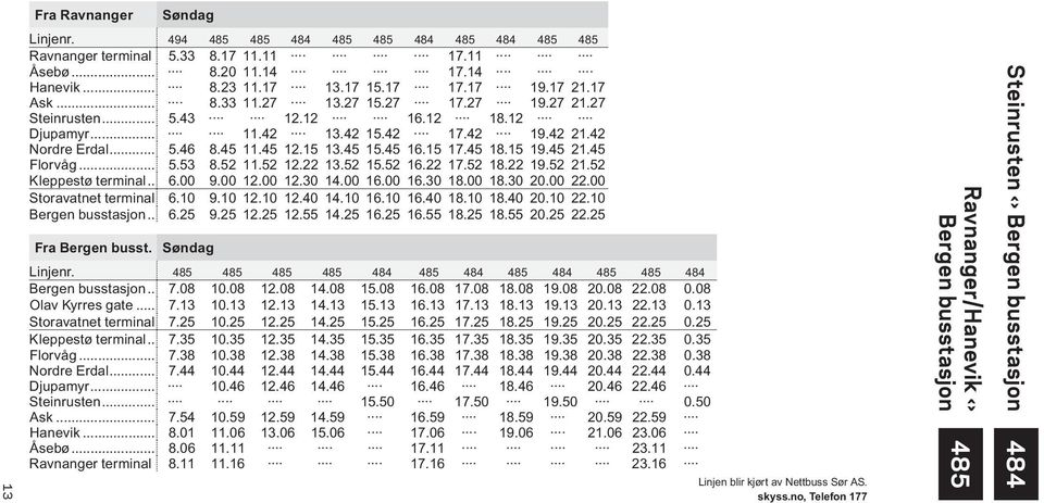 15 19.45 21.45 Florvåg... 5.53 8.52 11.52 12.22 13.52 15.52 16.22 17.52 18.22 19.52 21.52 Kleppestø terminal... 6.00 9.00 12.00 12.30 14.00 16.00 16.30 18.00 18.30 20.00 22.00 Storavatnet terminal 6.