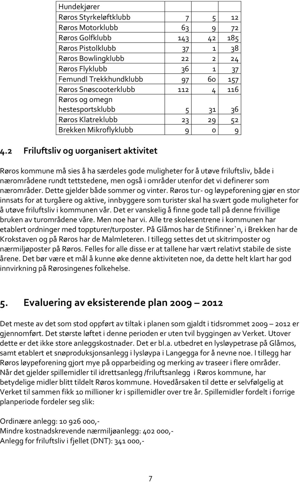 2 Friluftsliv og uorganisert aktivitet Røros kommune må sies å ha særdeles gode muligheter for å utøve friluftsliv, både i nærområdene rundt tettstedene, men også i områder utenfor det vi definerer