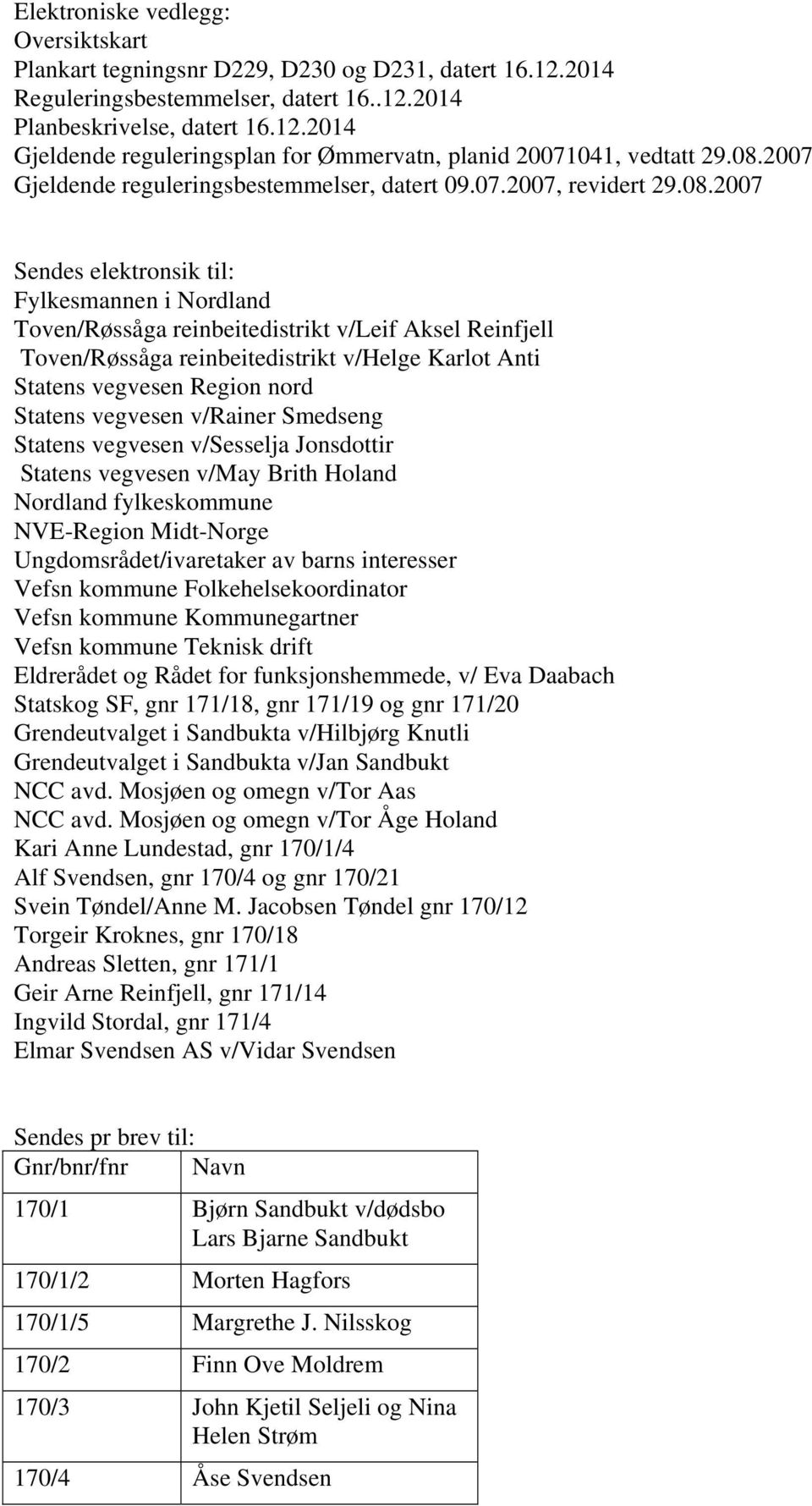 reinbeitedistrikt v/helge Karlot Anti Statens vegvesen Region nord Statens vegvesen v/rainer Smedseng Statens vegvesen v/sesselja Jonsdottir Statens vegvesen v/may Brith Holand Nordland fylkeskommune