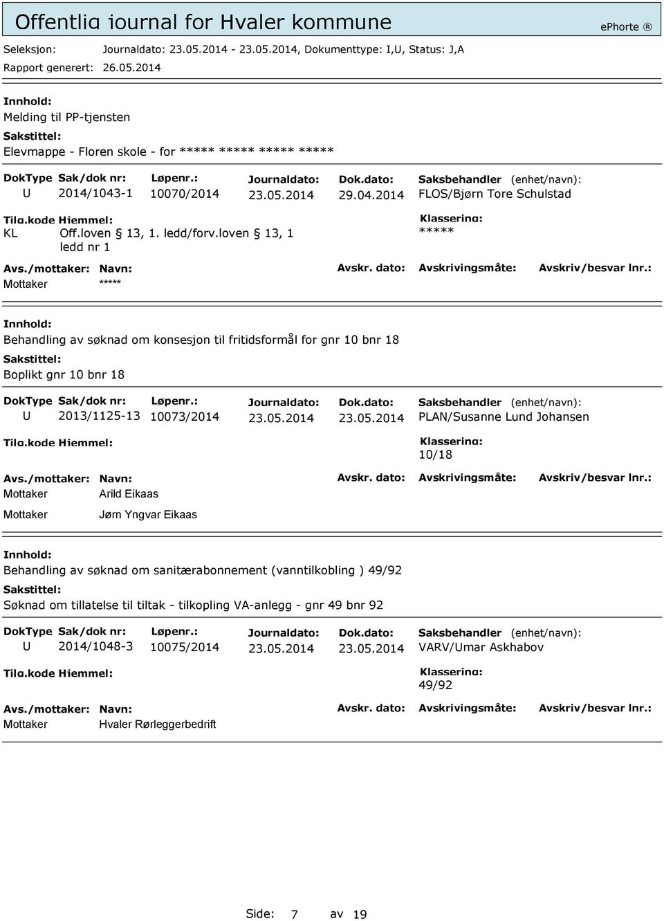 loven 13, 1 ledd nr 1 Mottaker Behandling av søknad om konsesjon til fritidsformål for gnr 10 bnr 18 Boplikt gnr 10 bnr 18 2013/1125-13 10073/2014