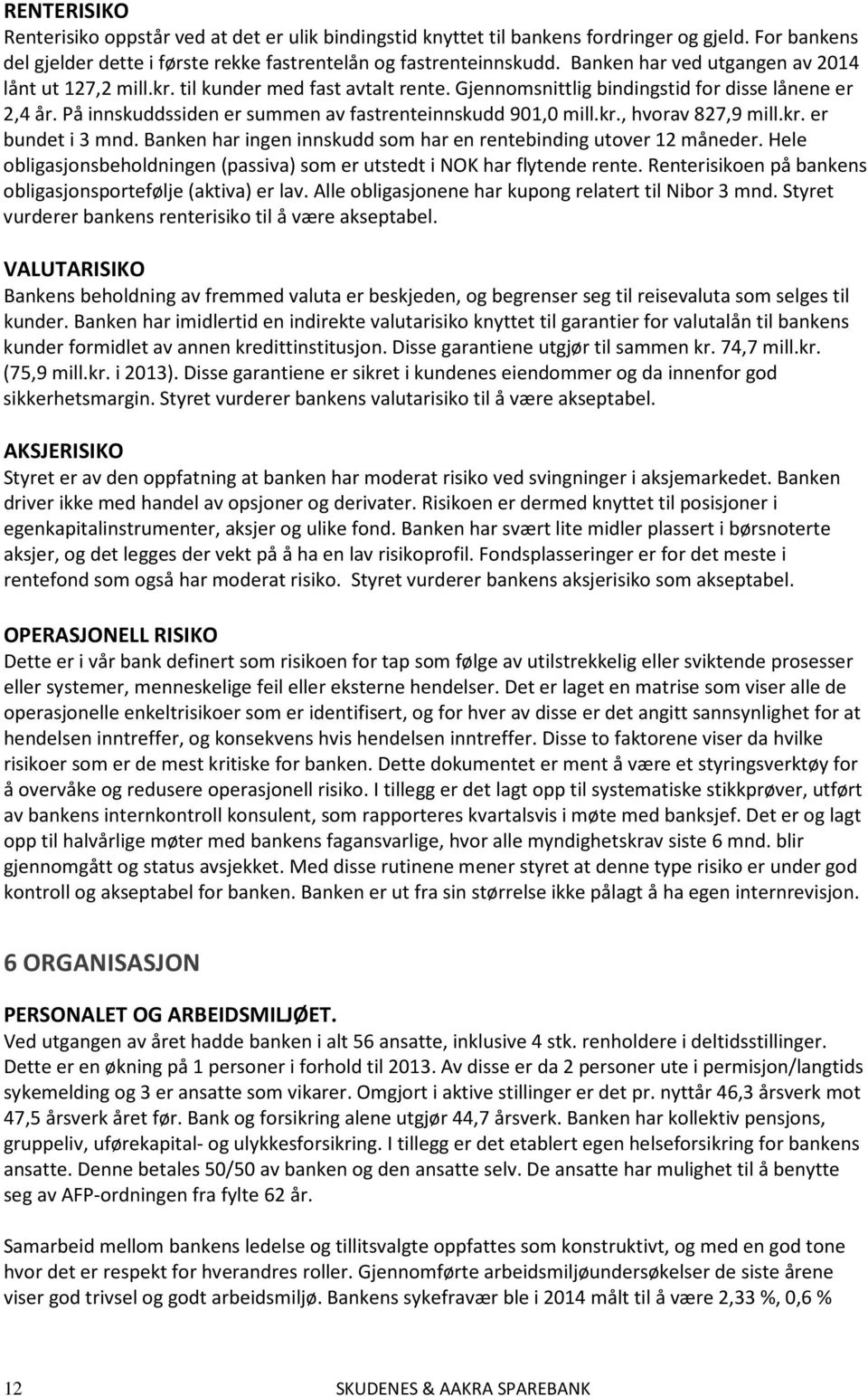 På innskuddssiden er summen av fastrenteinnskudd 901,0 mill.kr., hvorav 827,9 mill.kr. er bundet i 3 mnd. Banken har ingen innskudd som har en rentebinding utover 12 måneder.