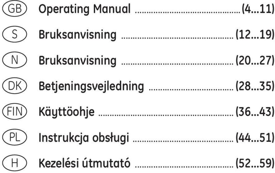 ..27) Betjeningsvejledning... (28...35) Käyttöohje... (36.