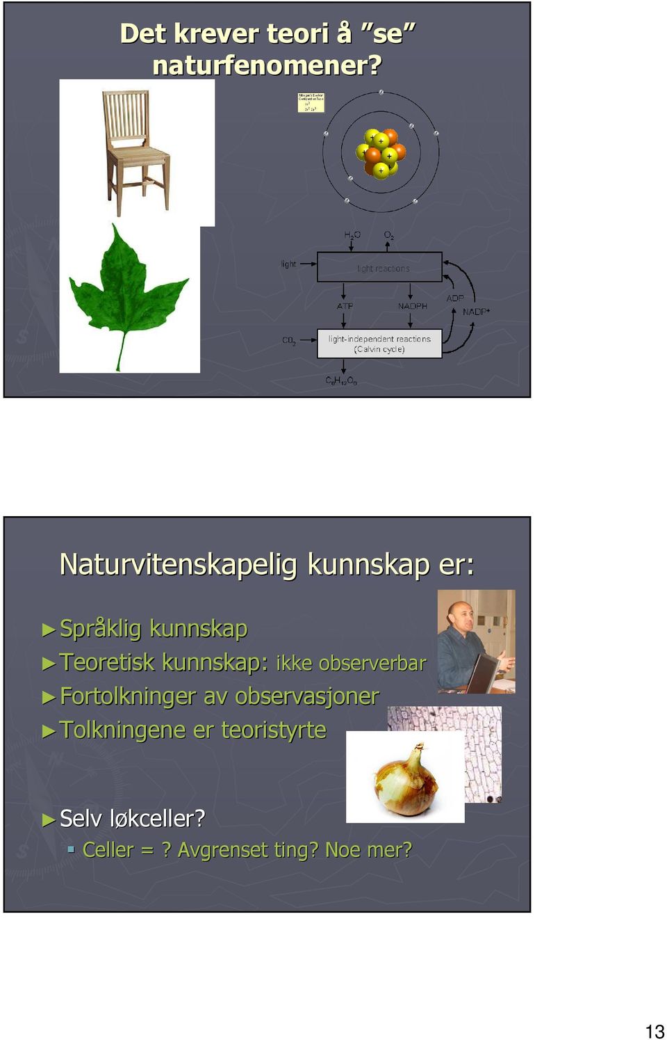 Teoretisk kunnskap: ikke observerbar Fortolkninger av