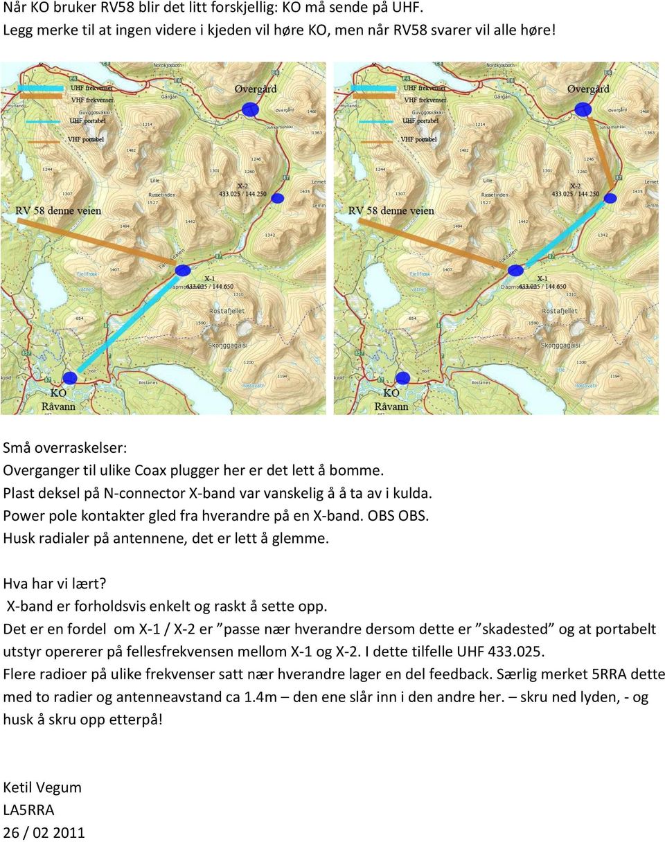 OBS OBS. Husk radialer på antennene, det er lett å glemme. Hva har vi lært? X-band er forholdsvis enkelt og raskt å sette opp.