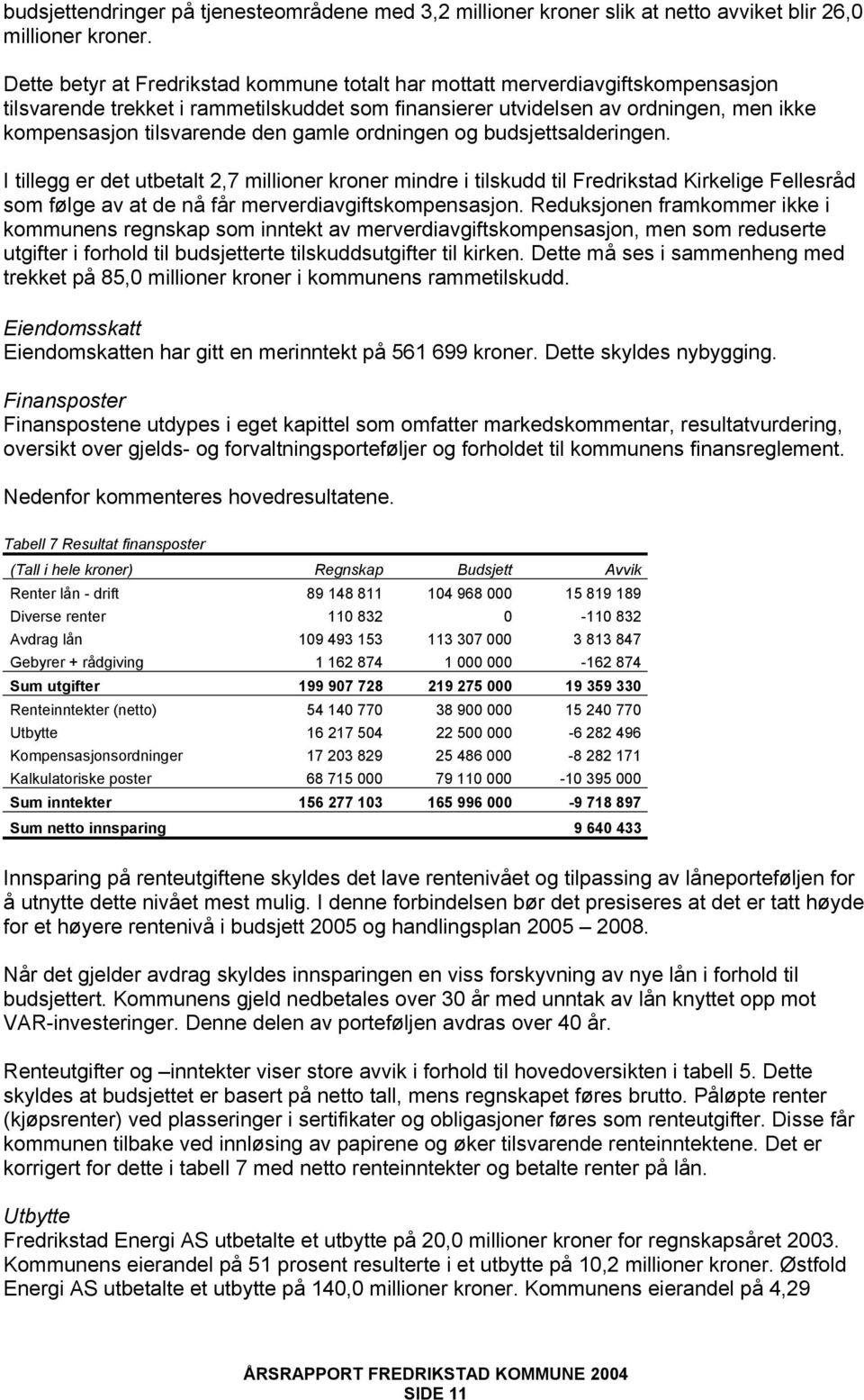 gamle ordningen og budsjettsalderingen. I tillegg er det utbetalt 2,7 millioner kroner mindre i tilskudd til Fredrikstad Kirkelige Fellesråd som følge av at de nå får merverdiavgiftskompensasjon.